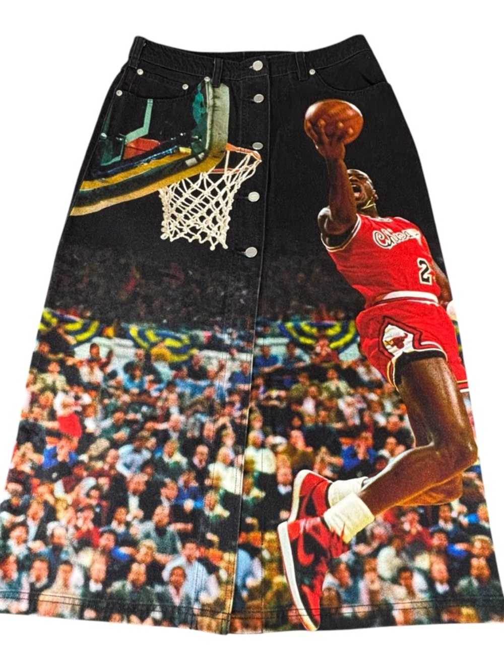 Jordan Basketball Graphic Midi Skirt in Black and Red Rare